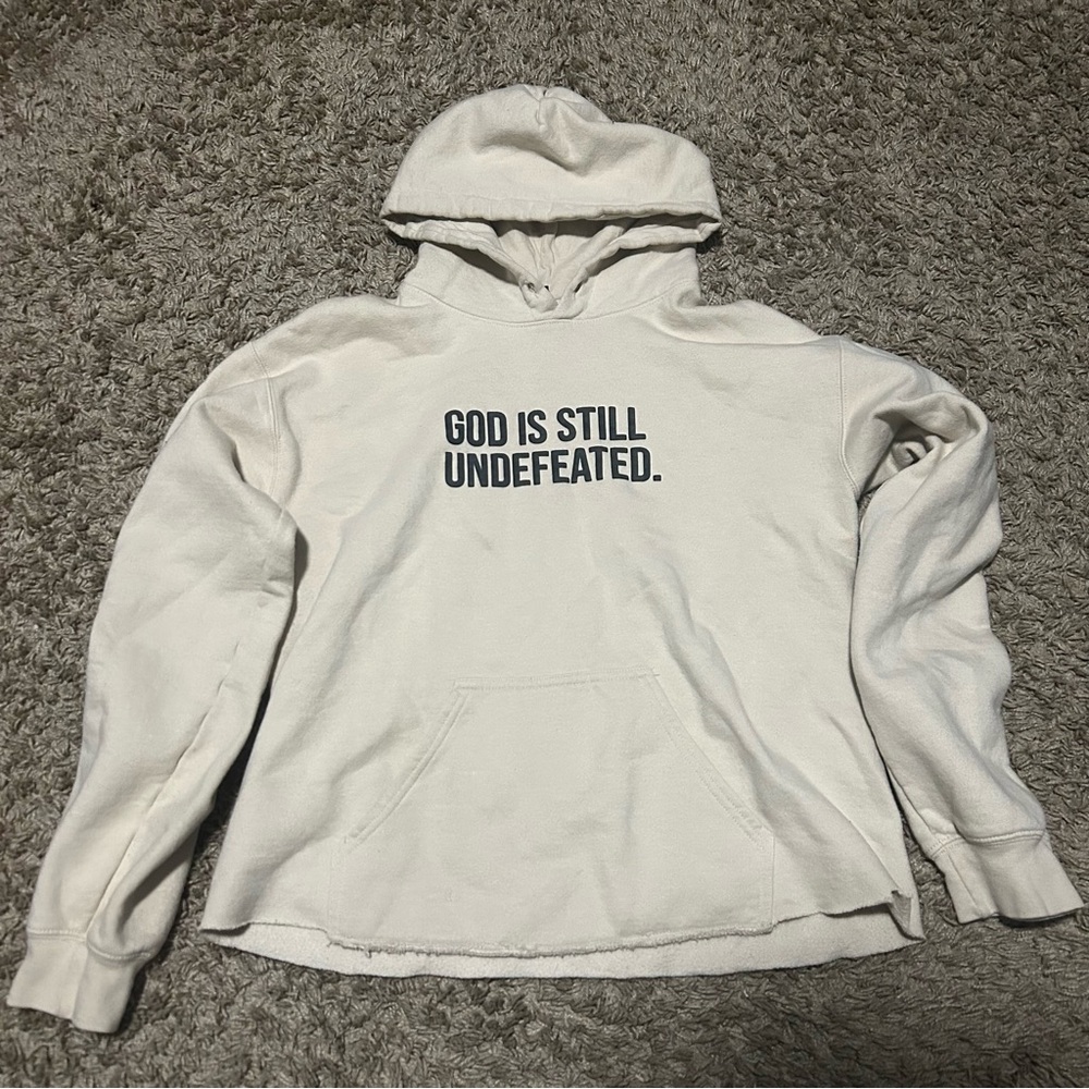 White Hoodie with Bold Text